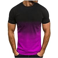 Men's Short Sleeve Crewneck Gradient T-Shirt Casual Fashion Lightweight Tee Tops Slim Fit Workout Muscle Shirts