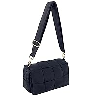 Puffer Shoulder Bag for Women Nylon Padded Woven Designer Crossbody Bags Puffy Down Handbag