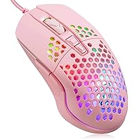Lightweight Gaming Mouse,RGB Chroma LED Light Wired USB Mouse , 6 Buttons,Ergonomic Optical Computer Gamer Gaming Mice for Mac PC Laptop