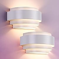 Wall Sconces Set of Two, Indoor Sconces Lighting Wall Light Fixtures for Living Room Hallway Stair Home Decor LED White Wall Lights with 2pc E26 Bulbs 25W
