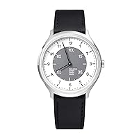 Mondaine MON Helvetica Regular Smart Watch | 40 mm St. Steel Polished/White/Grey/Black Leather MH1.R2S10.LB