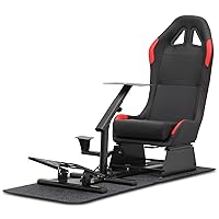 MoNiBloom Racing Simulator Cockpit with Red Foldable Racing Seat Steering Wheel Stand Fit for Logitech G920 G29 G27 G25 G923 Thrustmaster Fanatec Compatible with Xbox One Playstation PC Platforms