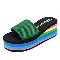Slide Slippers for Women Indoor Women's Platform Beach Heel Wedge Bath Shoes Rubber Soled Slippers for Women