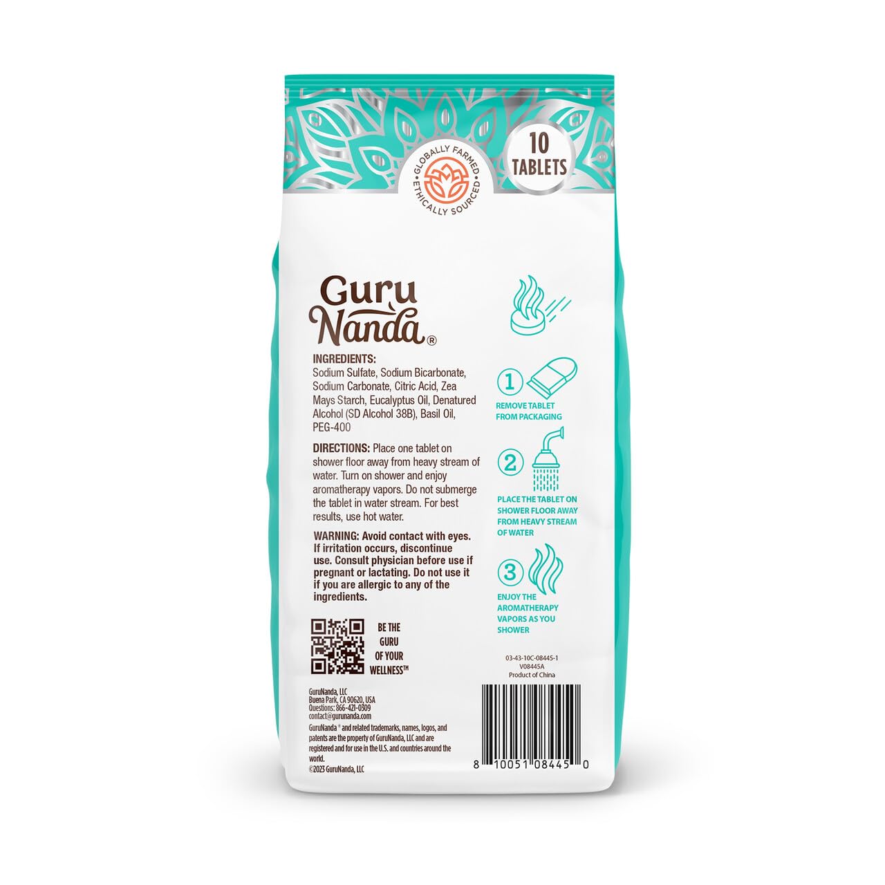 GuruNanda Breathe Shower Steamer Tablets (Pack of 10) - 100% Natural Eucalyptus Essential Oil helps with Congestion and Basil Supports Stress Relief & Mental Clarity - Perfect for Home Spa & Self Care