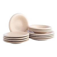 Porto by Stone Lain Aro 12-Piece Premium Kitchen & Dining Dinnerware Set Stoneware, Cream Matte, Crafted in Portugal, Dishwasher and Microwave Safe Scratch-Resistant Dish Set for 4