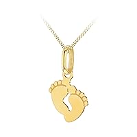 CARISSIMA Gold Women's 9ct Yellow Gold 9mm x 14.5mm Baby Feet Pendant on 9ct Yellow Gold Curb Chain 38cm/15