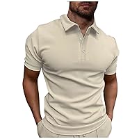 Men's Shirts,Plus Size Summer Polo Shirt Short Sleeve Button Solid Casual Top Regular Trendy Outdoor T Shirt Tees
