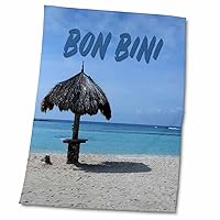 Bon Bini on a Photograph of an Umbrella at Baby Beach in Aruba. - Towels (twl-327138-2)
