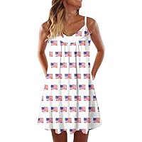 XJYIOEWT Summer Dresses for Women 2024 Plus Size Petite,Independence Day for Women's 4 of July Printed Boho for Women Ca