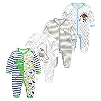 Kiddiezoom Baby and Toddler Boys'Snug Fit Footed Cotton One-Piece Romper Jumpsuit