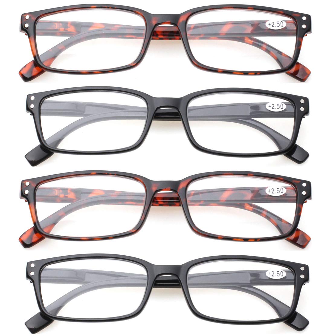 Kerecsen 4 Pack Reading Glasses for Women/Men Spring Hinges Readers Glasses Lightweight Eyeglasses