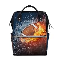 Diaper Bag Backpack American Football in Fire and Water Casual Daypack Multi-Functional Nappy Bags
