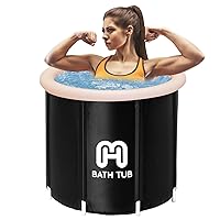 Ice Bath Tub for Recovery, Portable Cold Water Therapy Training Tub for Women, Ice Bath for Adults, Folding Cold Plunge Tub for Athletes, Freestanding Spa Soaking Bath (29.5x29.5x29.5 inches)