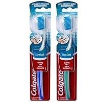 Colgate Slim Soft Ultra Compact Toothbrush, Extra Soft (Colors Vary) - Pack of 2