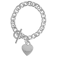 Large 9mm Oval Link Sterling Silver Heart Tag Bracelet Heavy Weight Handmade & Matching Necklaces sizes 7.5, 8 & 18 inch