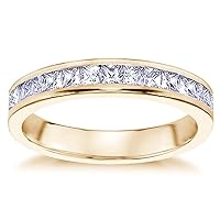 0.70 CT Princess Cut Diamond Wedding Band in 18K Yellow Gold Channel Setting | Engagement Rings For Women