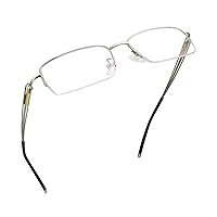 LifeArt Alloy Semi-Rimless Reading Glasses,Blue Light Blocking Glasses, Anti Eyestrain, Computer Gaming Glasses, TV Glasses for Men, Anti Glare (Silver, 0.25 Magnification)