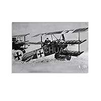 HCVBTTY World War I Raids on The Western Front, German Triplane Biplane Red Baron Wall Poster 6 Canvas Painting Wall Art Poster for Bedroom Living Room Decor 36x24inch(90x60cm) Unframe-style