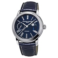 Frederique Constant Classic Moonphase Manufacture Automatic Blue Dial Blue Leather Strap Mens Watch FC-712MN4H6