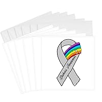 3dRose Greeting Cards - Cool Grey Ribbon and Rainbow Diabetes Support and Awareness - 6 Pack - Inspiration