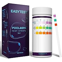 EASYTEST Pool and Spa Test Strips, 150 Strips Pack for Hot tub-Test pH,Total Alkalinity,Free Chlorine and Bromine, Accurate 3 in 1 Pool Water Testing Kit
