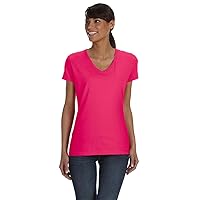 Fruit of the Loom 5 oz. 100% Heavy Cotton HD V-Neck T-Shirt (L39VR) Cyber Pink, L