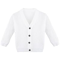 Lilax Little Boys Basic Long Sleeve V-Neck Classic Knit Cardigan Sweater