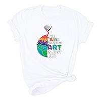 The Earth Without Art is Just Eh T-Shirts Women Funny Letter Earth Day Tees Art Teacher Casual Short Sleeve Tops