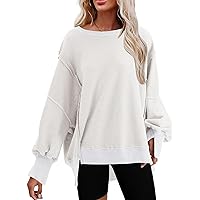 SHEWIN Sweatshirt for Women Crewneck Spring Lightweight Solid Color 2024 Fashion Warm Oversized Fit Pullover Sweatshirts
