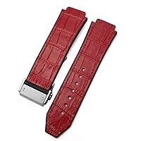 20mm 22mm Cowhide Rubber Watchband 25mm * 19mm Fit for Hublot Watch Strap Calfskin Silicone Bracelets Sport (Color : 14, Size : 22x16x20mm)