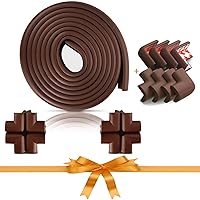 Furniture Safety Guards 18ft Bumper + 16 Adhesive Childsafe Corners Child Proofing Set | NonToxic and Safe for Table, Fireplace, Countertop; Brown