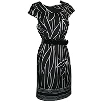 Madison Leigh Womens Printed Dress 6 Black White