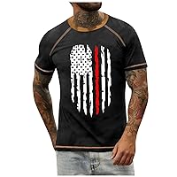 Mens Shirts,Shirts for Men Graphic Tees Vintage Shirts Big and Tall Distressed American Flag Print T-Shirt Summer
