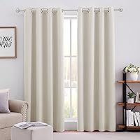 HOMEIDEAS Cream Beige Blackout Curtains for Bedroom 52 X 96 Inch Length 2 Panels Set Room Darkening Bedroom Curtains, Soundproof Thermal Grommet Window Curtains for Living Room for Christmas