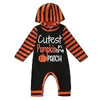 Jumpsuit Girls 8 10 Toddler Kids Girls Boys Infant Halloween Stripe Hooded Romper Jumpsuit Cloths (Black, 3-6 Months)