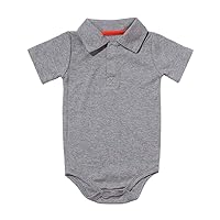 Teach Leanbh Baby Boys Pure Color Cotton Short Long Sleeve Polo Bodysuit 3-24 Months (Grey, 18 Months)