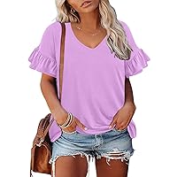 RITERA Plus Size Top for Womens Short Sleeve Shirt Casual Loose Tunic Blouse XL-5XL