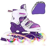 JIFAR Skates Children's Inline Skates for Kids and Youth, Adjustable Kids Roller Skates with Full Light Up Wheels for Girls Boys, Indoor&Outdoor Ice Skating Equipment