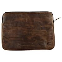 Hide & Drink, Leather Laptop Sleeve W/Internal Folder, Travel Case, Document Organizer, Office Essentials, Handmade - Bourbon Brown