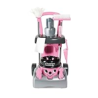 Casdon Henry & Hetty Toys - Hetty Deluxe Cleaning Trolley - Pink Hetty-Inspired Toy Playset with Working Hand Vacuum - Kids Cleaning Trolley Set with Accessories - for Children Aged 3+