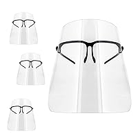 TCP Global Salon World Safety Face Shields with Black Glasses Frames (Pack of 4) - Ultra Clear Protective Full Face Shields to Protect Eyes, Nose, Mouth - Anti-Fog PET Plastic, Goggles