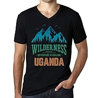 Men's Graphic T-Shirt V Neck Wilderness, Adventure is Calling Uganda Eco-Friendly Limited Edition Short Sleeve