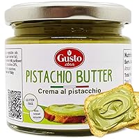 Pistachio Nut Butter, 6.7 oz (190g) Sweet Sicilian Pistachio Cream Spread, Italian Pistachio Paste, Product of Sicily, Italy, No GMO, Gusto ETNA