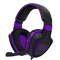 Anivia Gaming Headset Bass Surround Sound Stereo PS4 Headset with Flexible Microphone Volume Control Noise Canceling Mic Over-Ear Headphones Compatible for PS4 Xbox one Laptop PC Mac Purple