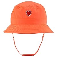 Trendy Apparel Shop Heart Emoticon Embroidered Patch Infant Lightweight Bucket Hat with Chin Strap