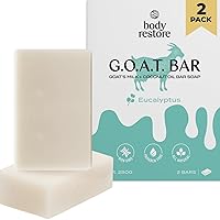 Body Restore Goat Milk Soap with Coconut Oil & Shea Butter, (Eucalyptus 2 Pack), For Dry Sensitive Itchy Skin, All Natural Rich In Vitamins Soap Bar for Women, Men, Kids, & Baby
