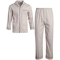 Men’s Pajamas Set - Long Sleeve Button Down Sleep Shirt and Pajama Bottoms Sleepwear Set