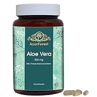 Aloe Vera Capsules (Aloe Barbadensis) | 120 Capsules (500 mg) | Immunity and Digestive Health | Interstitial Cystitis & Painful Bladder Relief