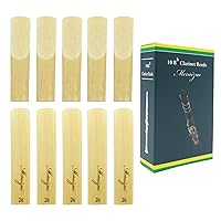 Bb clarinet reeds, strength 2.5, clarinet traditional reed whistle 10-pack with Individual Plastic Case