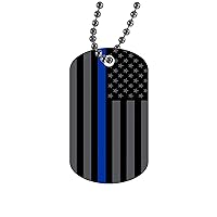 Rogue River Tactical Police Officer Military Style Dog Tag Pendant Jewelry Necklace Thin Blue Line Subdued Flag